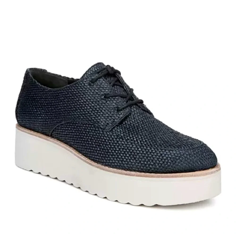 VINCE Women's Zina Raffia Platform Sneakers Black 7.5